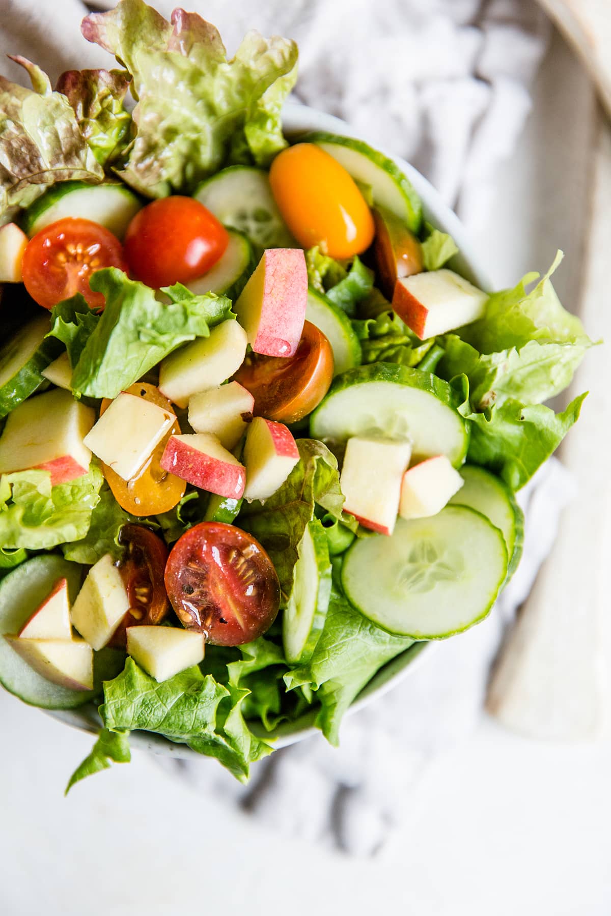 salad with veggies and apples. 