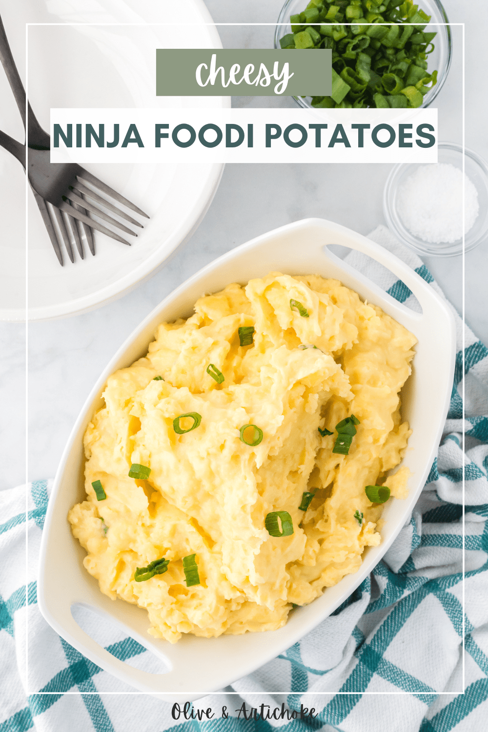 Cheesy Ninja Foodi Mashed Potatoes Olive & Artichoke