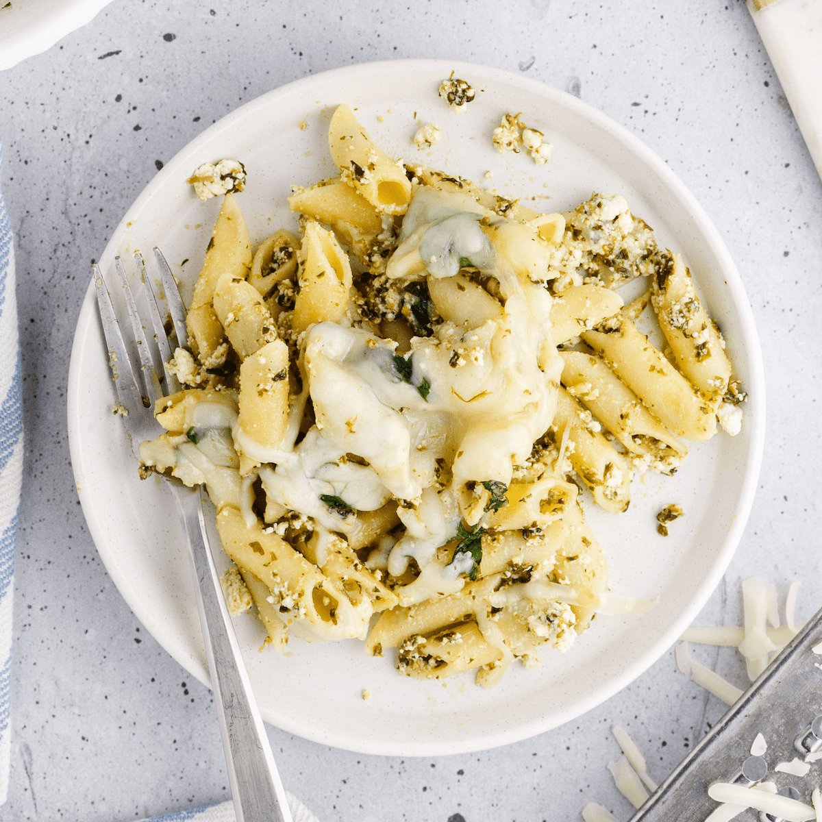 Creamy Baked Pesto Pasta - Olive & Artichoke